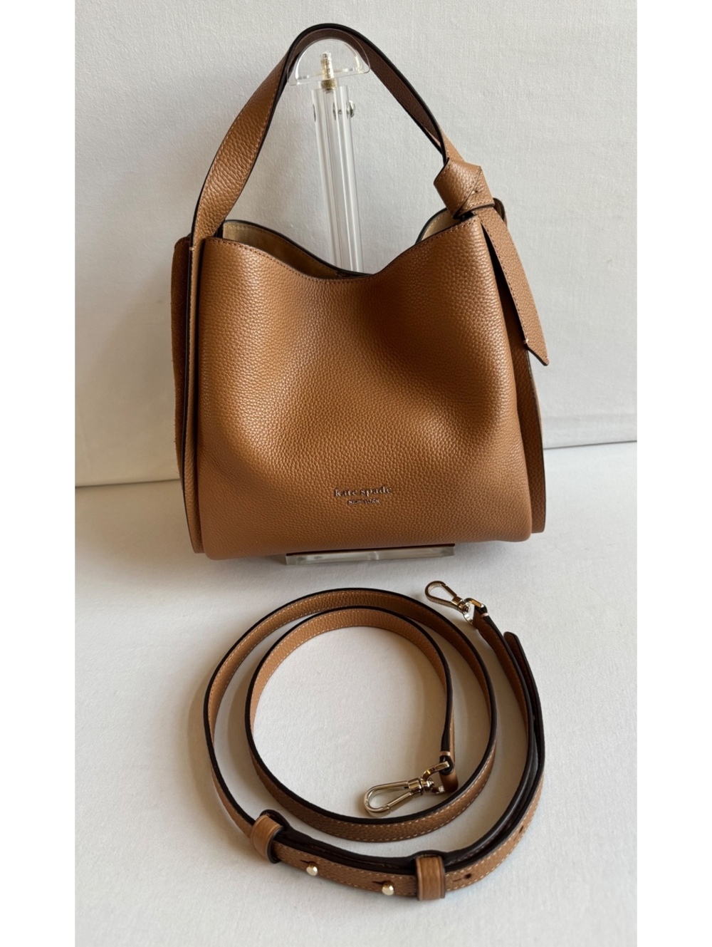 Kate Spade Margaux Medium Satchel Tan Pebbled Leather Tote Crossbody